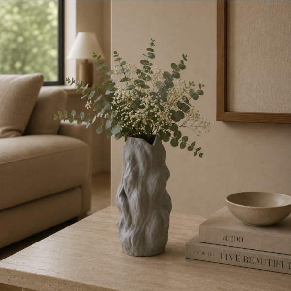 Florero relieve grey