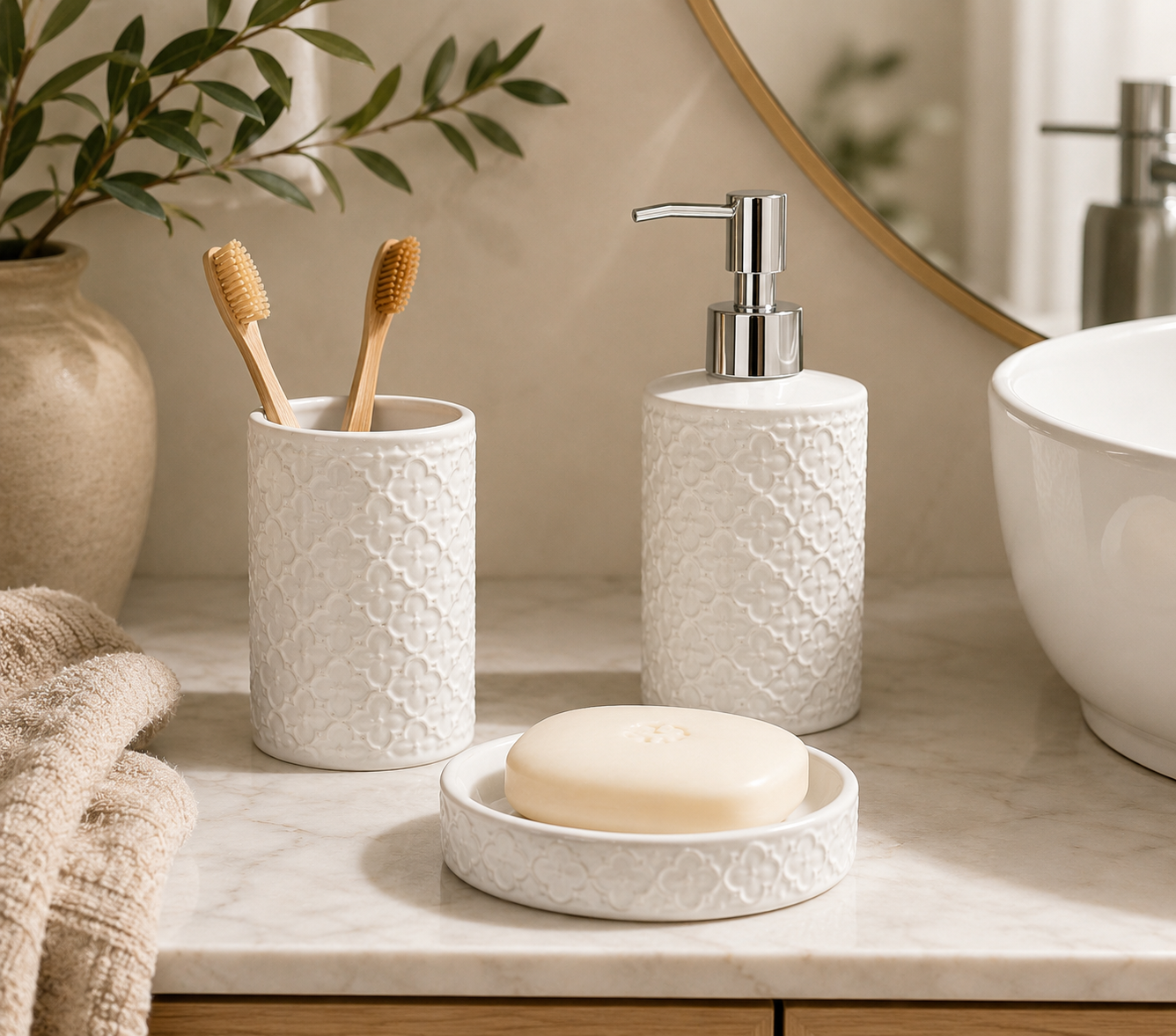 SET DE BAÑO X 3 CERAMICA