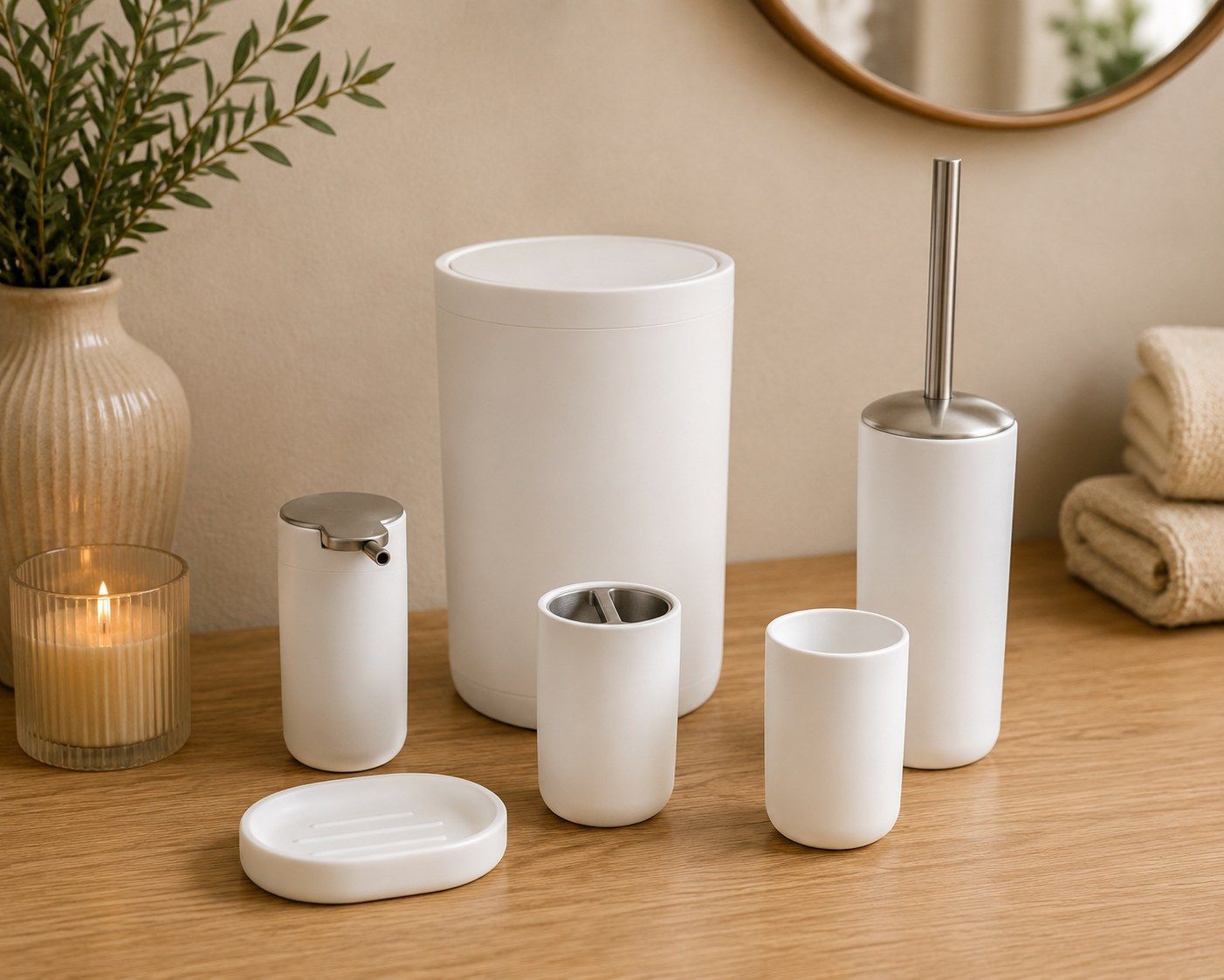 SET DE BAÑO BLANCO X 6 PIEZAS