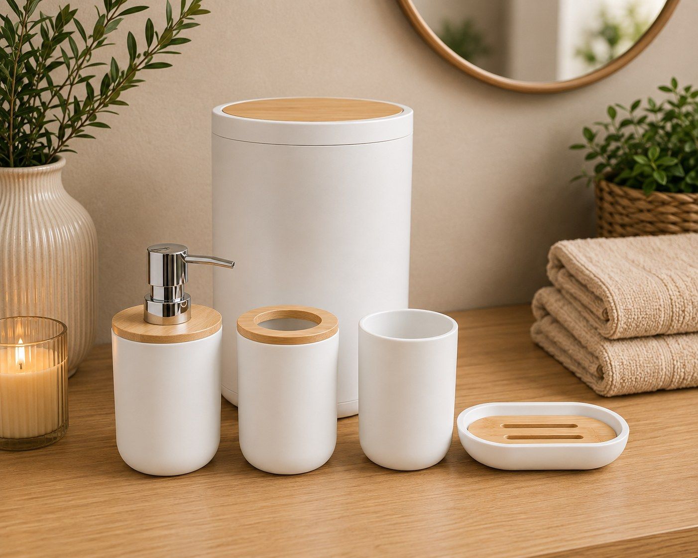 SET DE BAÑO BLANCO X 5 PIEZAS