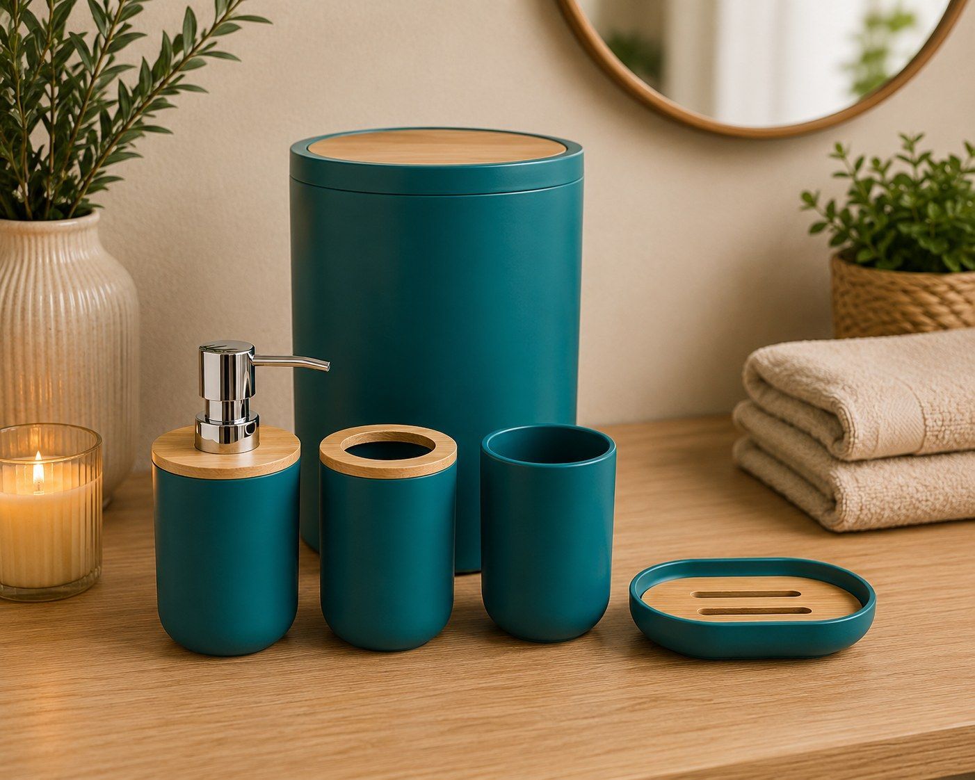 SET DE BAÑO VERDE X 5 PIEZAS