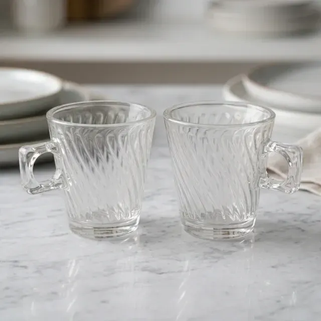SET DE 2 JARRITOS DE CAFE DE VIDRIO