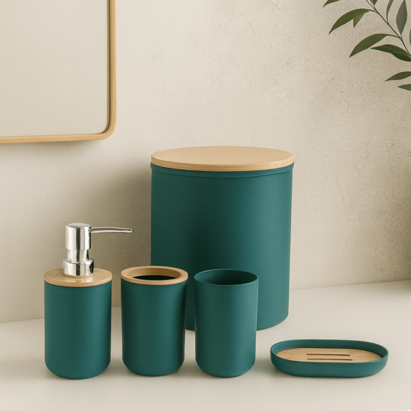 Set de baño combinado 5 piezas petroleo