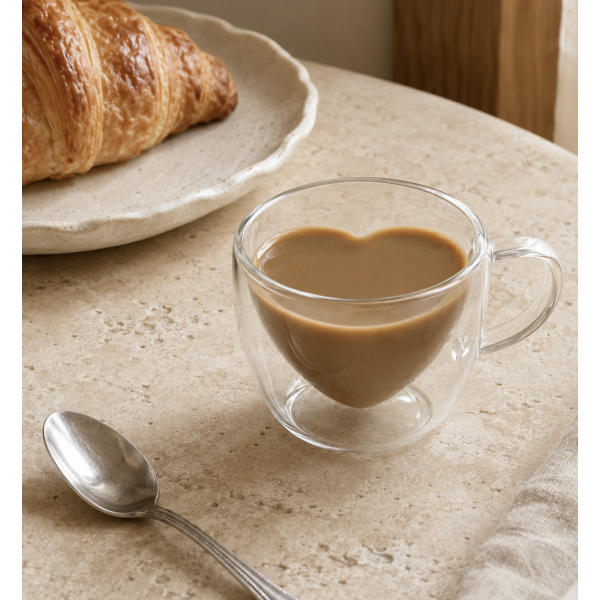 Vaso de vidrio doble corazon