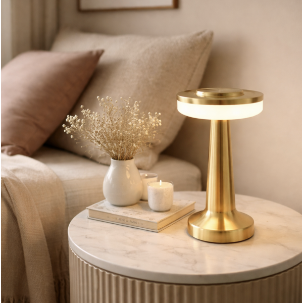 Velador led retro dorado