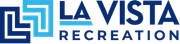 La Vista Recreation logo with blue geometric icon and bold blue text on white background