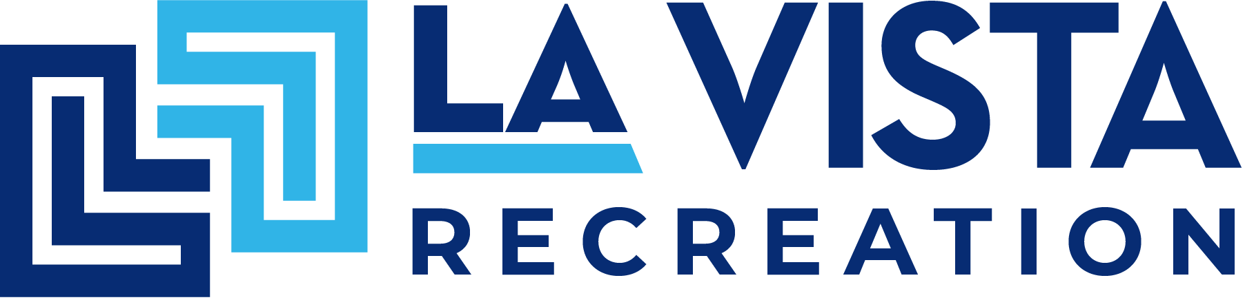 La Vista Recreation logo with blue geometric icon and bold blue text on white background