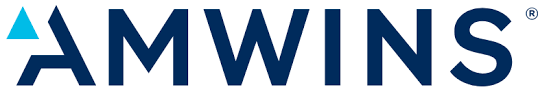The amwins logo is blue and white on a white background.