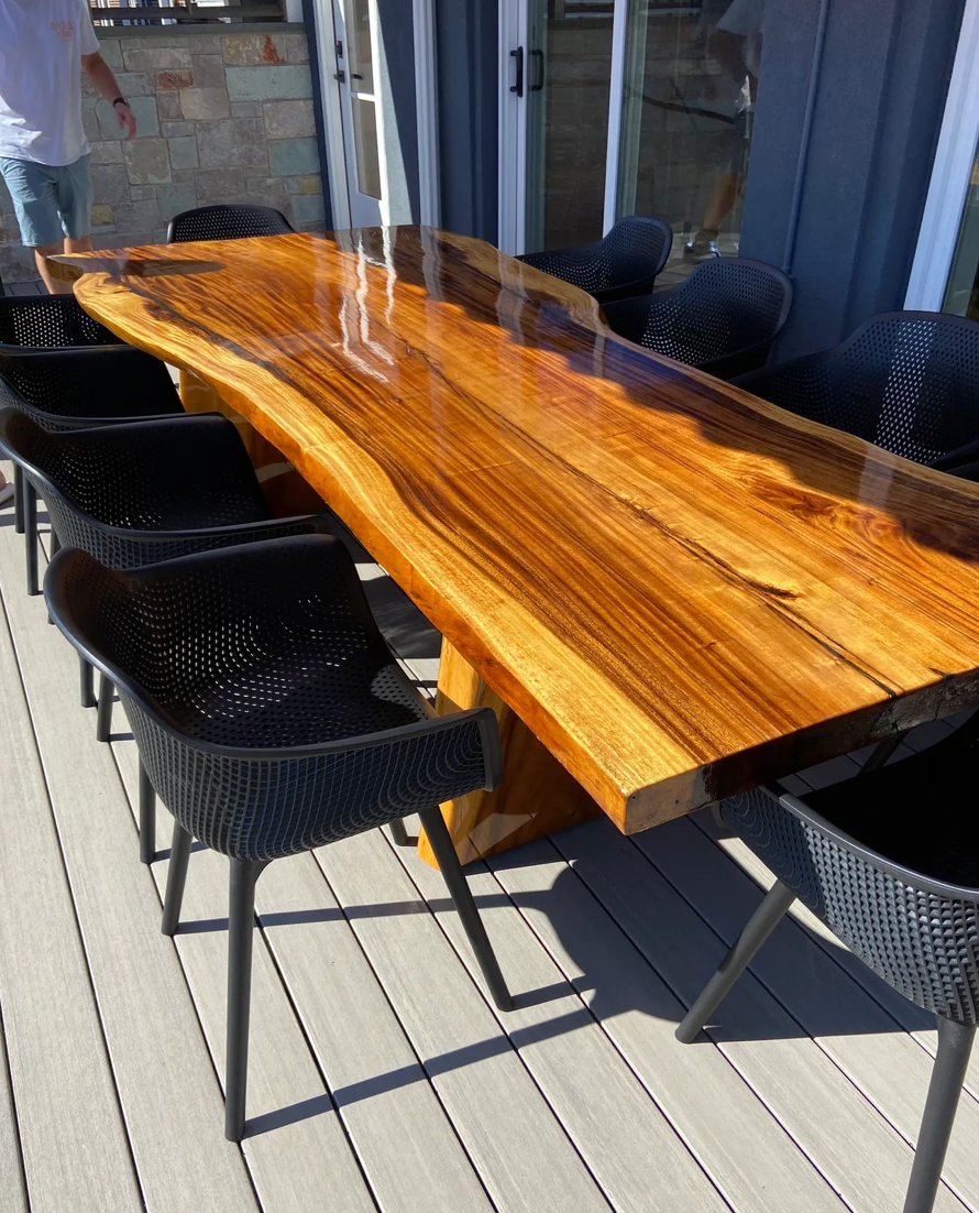 Handcrafted live-edge outdoor table