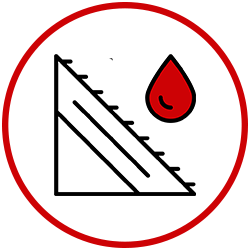 A red drop of water falls to the roof. A red drop of water falls to the roof.