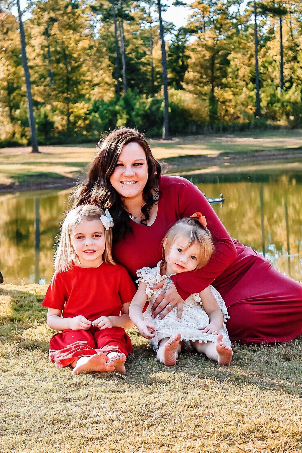 Family photography session in Newnan, GA featuring a mother and child outdoors.