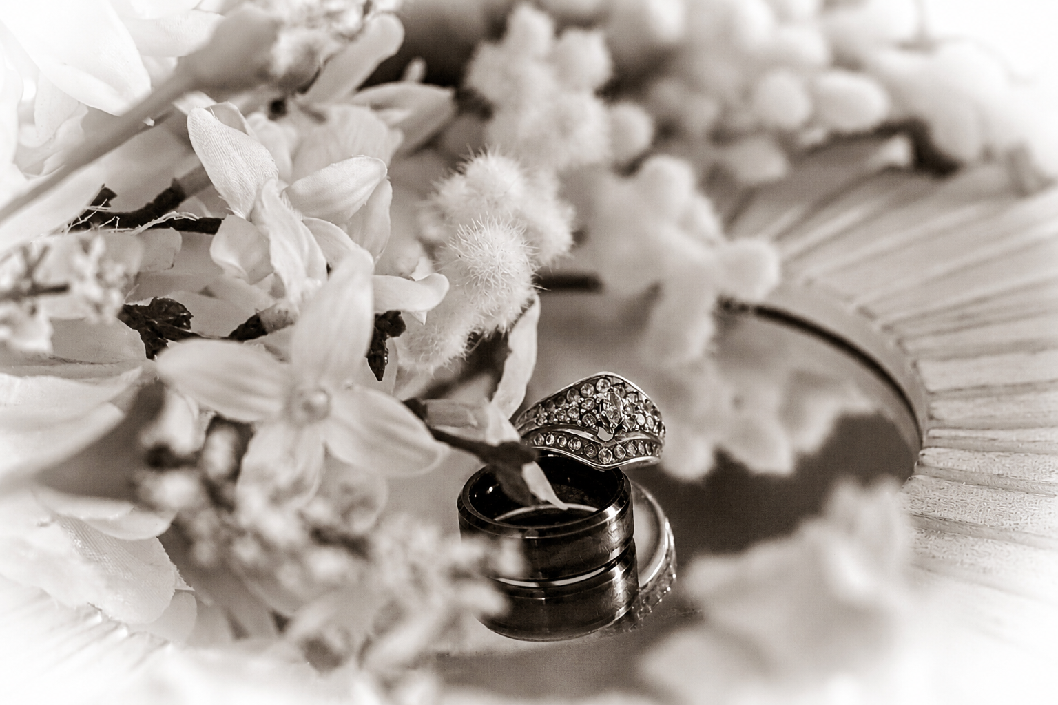 Wedding ring detail among white flowers – Shine Again Photography Newnan GA