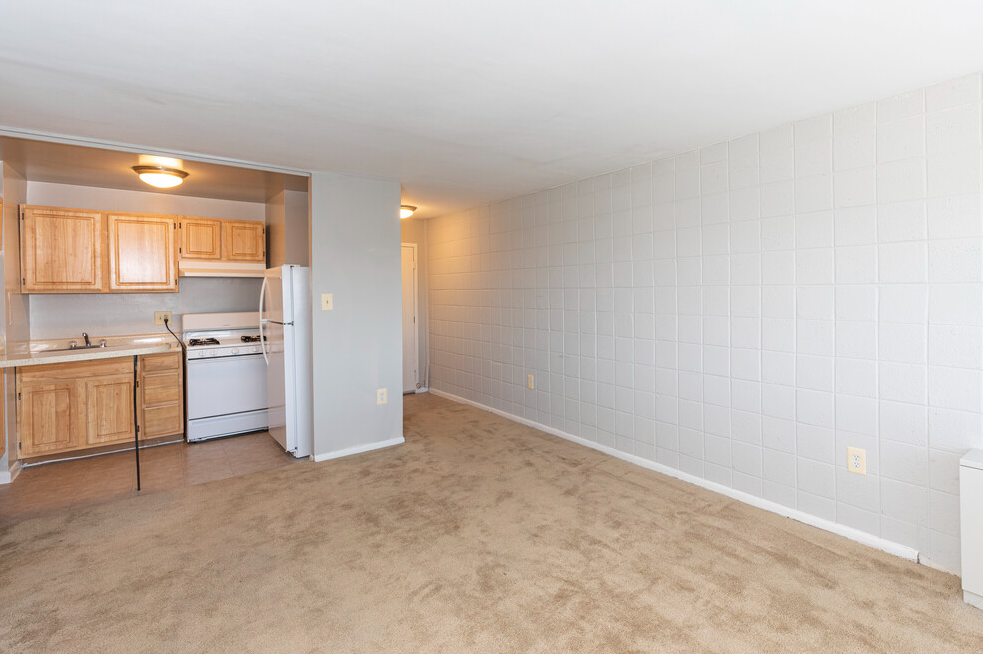 Studio kitchen with full stove and sink