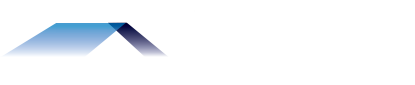 A blue and white logo on a white background.