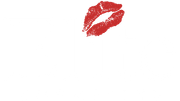 Red lipstick kiss mark on a white background