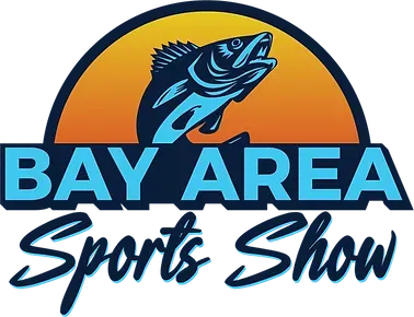 Logo: Bay Area Sports Show with leaping fish against orange sunset.