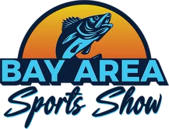 Logo: Bay Area Sports Show with leaping fish against orange sunset.