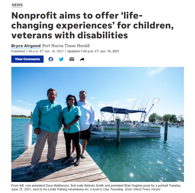 Three people stand on a dock, a boat behind them, for a story about a nonprofit.