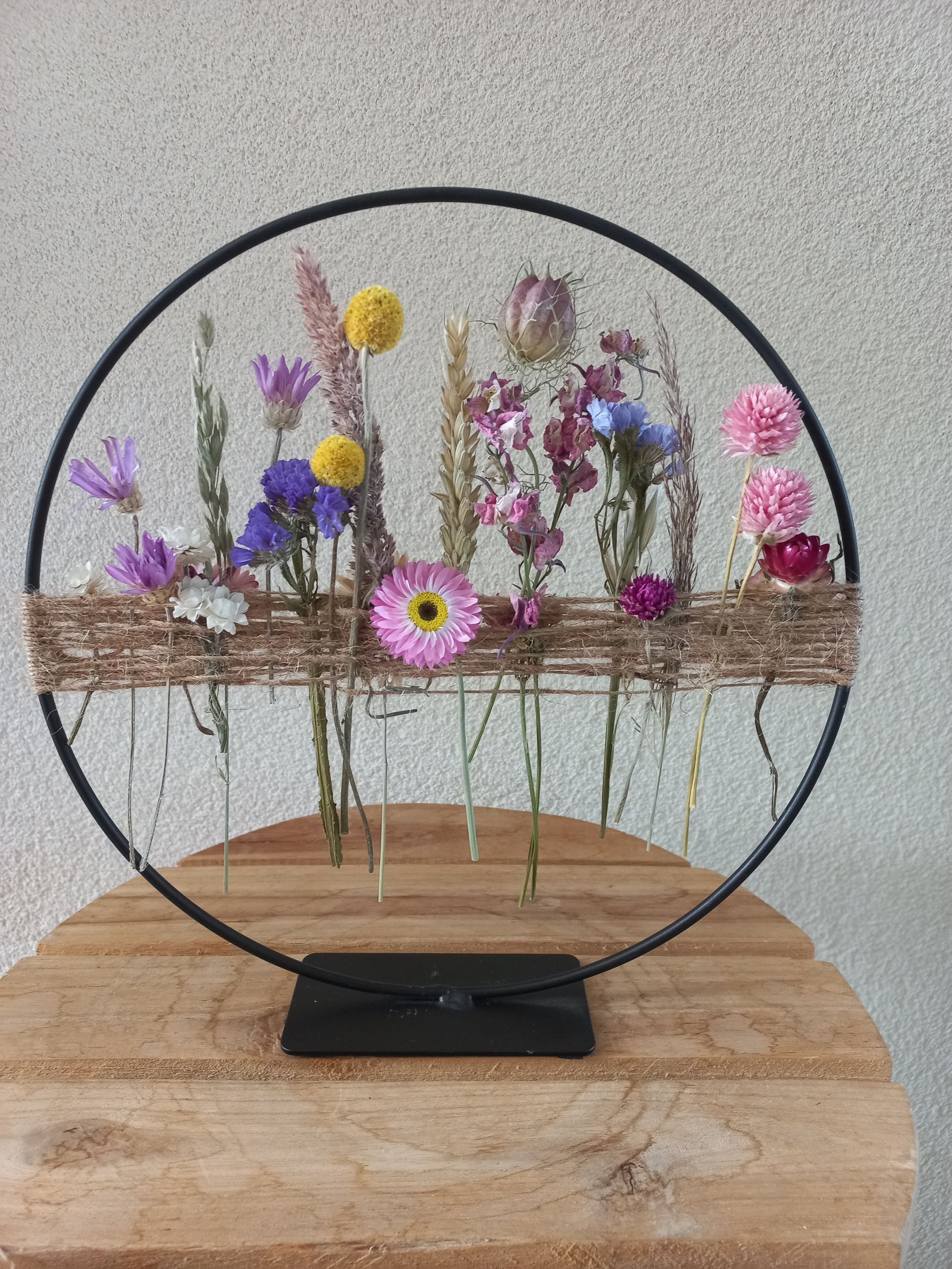 Droogbloemenring horizontale touwtjes