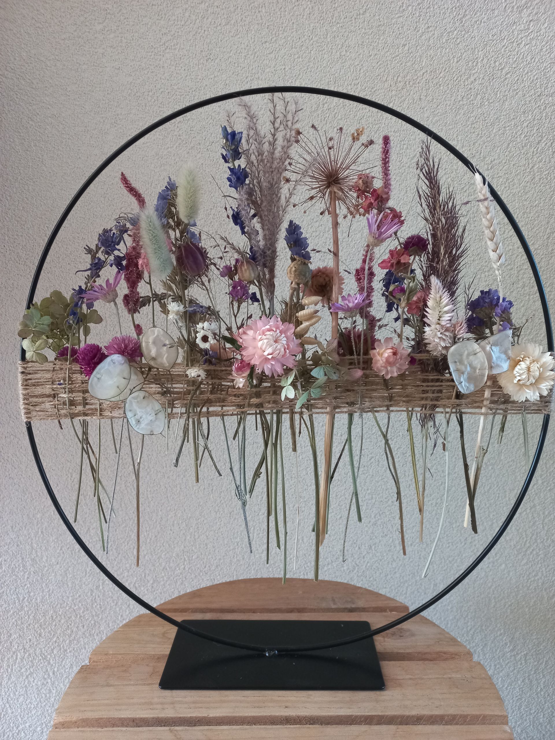 Droogbloemenring horizontale touwtjes