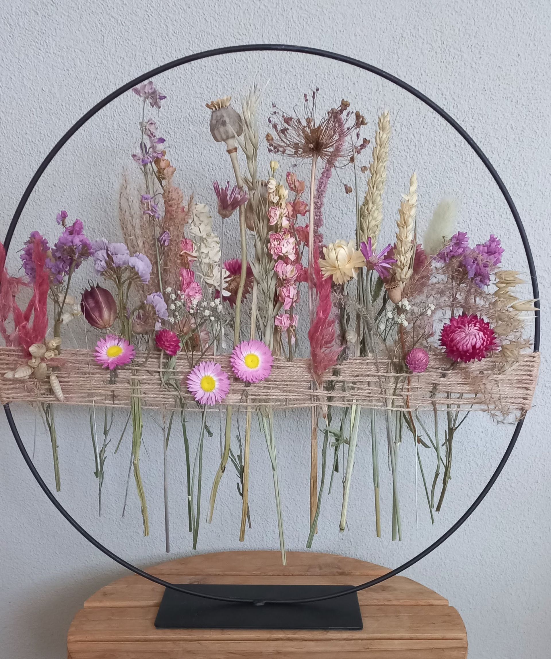 Droogbloemenring horizontale touwtjes