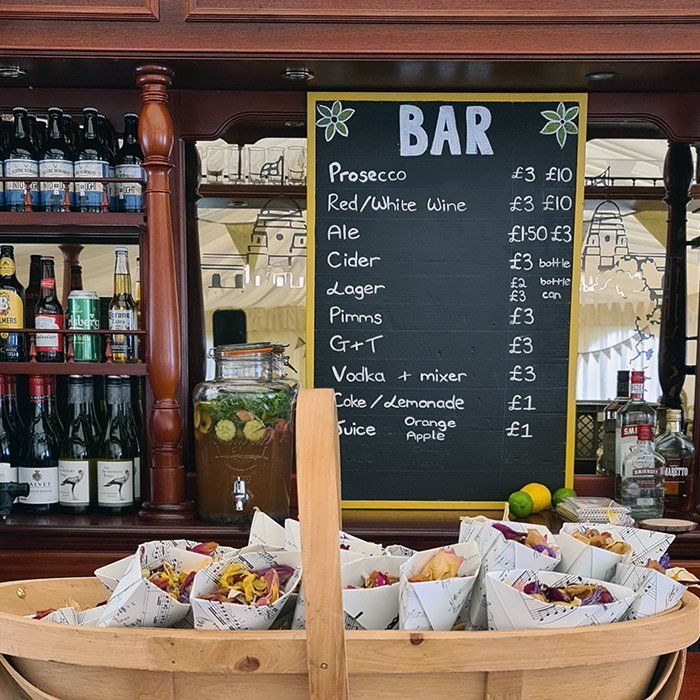 The bar in the marquee at the West Usk Lighthouse