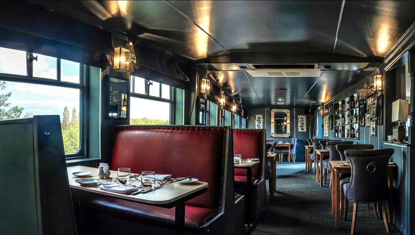 Junction 28 Restaurant - train carriage dining area.