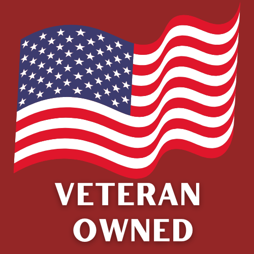 An american flag is displayed with the text Veteran Owned
