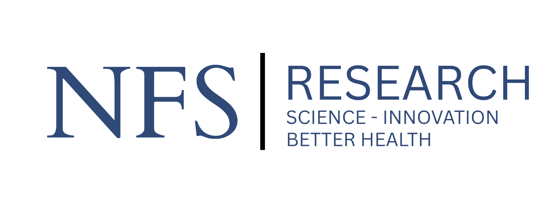 NFS Research logo: green pods, nitrogen elements, brown/blue droplets, green and blue text.