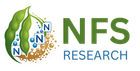 NFS Research logo: green pods, nitrogen elements, brown/blue droplets, green and blue text.