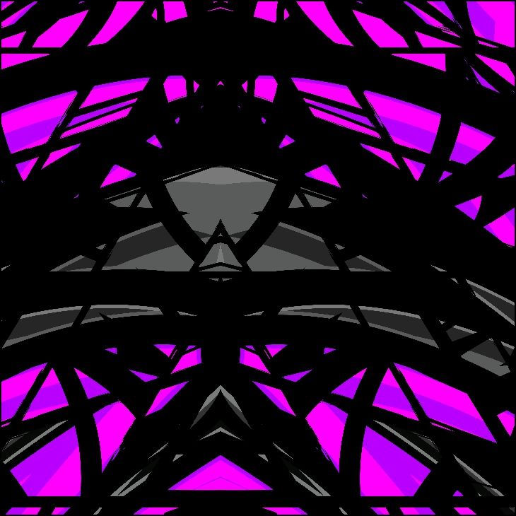Diseño geométrico abstracto, líneas negras con formas rosas y grises.