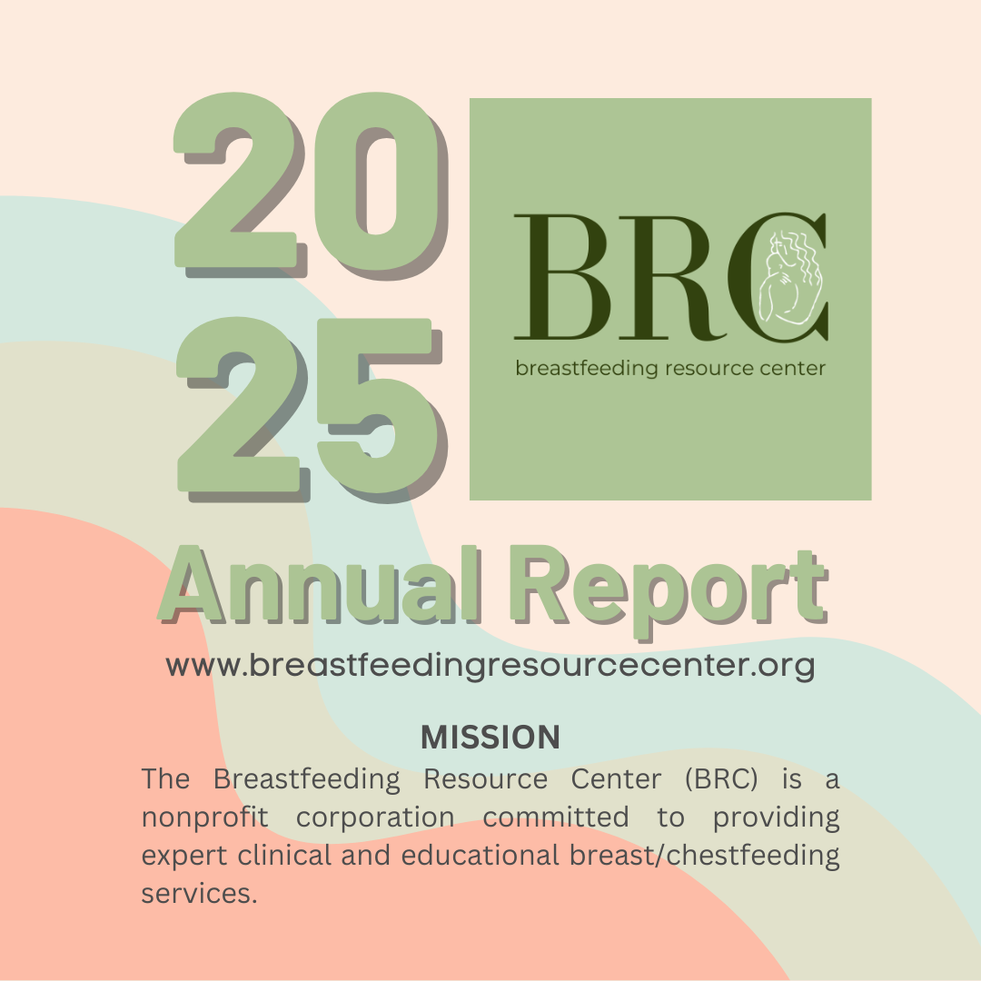 BRC 2025 Annual Report cover with green logo, pastel shapes, website, and mission statement