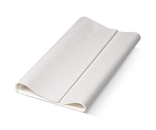 White rolled-up yoga mat on a plain background