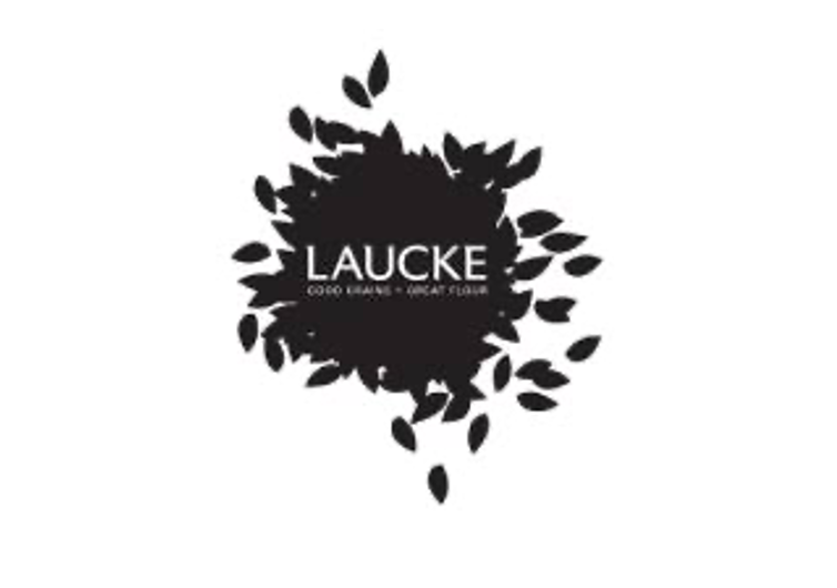 Black leaf wreath logo with the word “LAUCKE” in white centered inside.