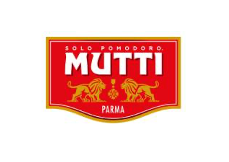 Red Mutti Solo Pomodoro logo with two lions and PARMA text