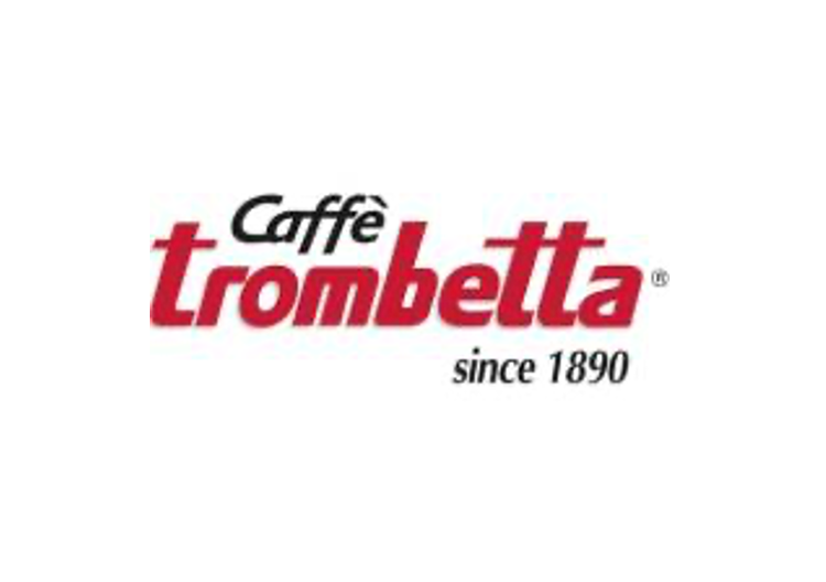 Caffè Trombetta logo in red and black with “since 1890” on white background