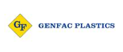 GENFAC Plastics logo with yellow diamond emblem and blue text