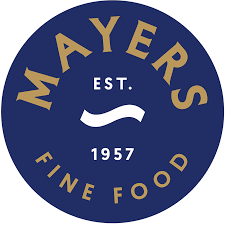 Mayers Fine Food circular logo in navy, gold, and white with “EST. 1957” text