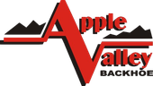 Apple Valley Backhoe logo with red stylized A and black mountain silhouette