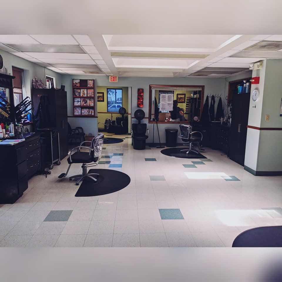 A salon with a sign that says exit
