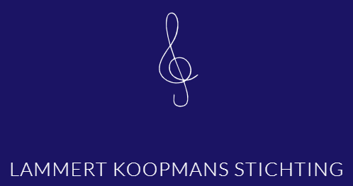 Blue logo with white treble clef and text “LAMMERT KOOPMANS STICHTING”