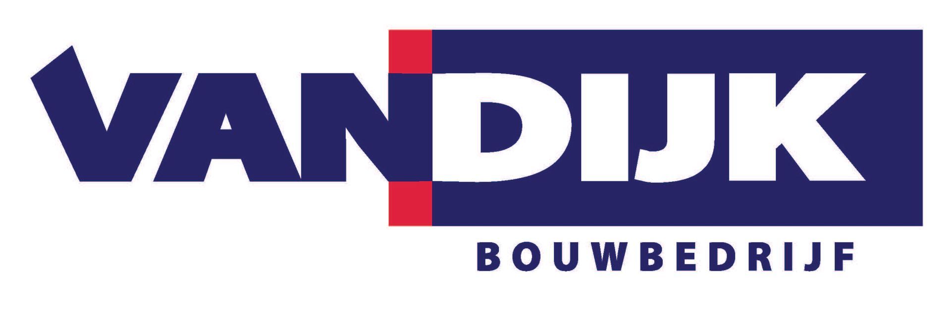 VAN DIJK BOUWBEDRIJF logo in navy, white, and red
