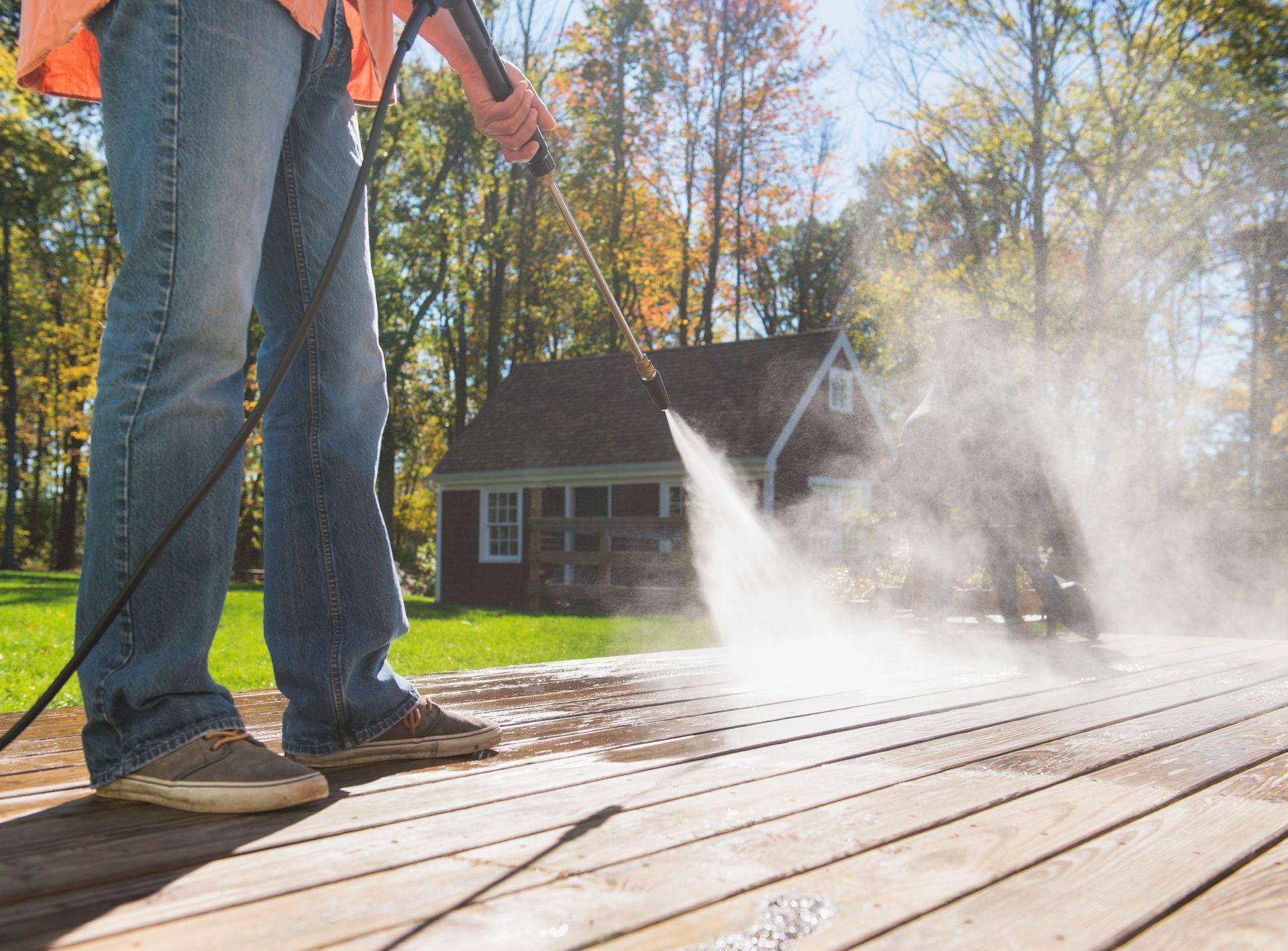 Man Cleaning Porch — Jesup, GA — O'Neal Premier Services