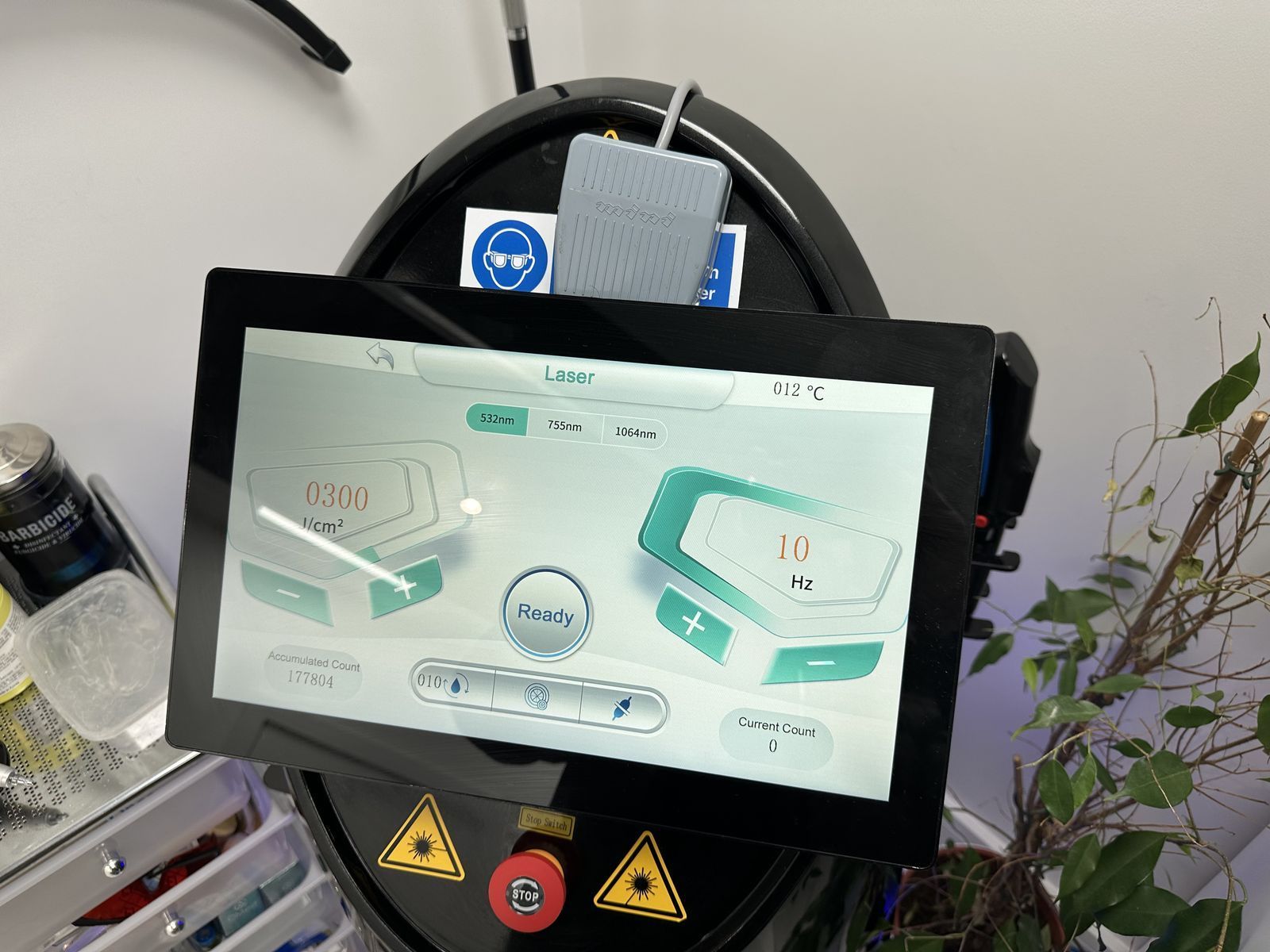 The laser's treatment screen at The Skinutrition Clinic in Coventry