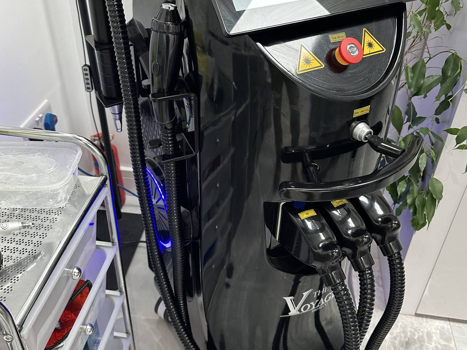 The Voyager laser platform and its handpieces in the treatment room at The Skinutrition Clinic in Coventry