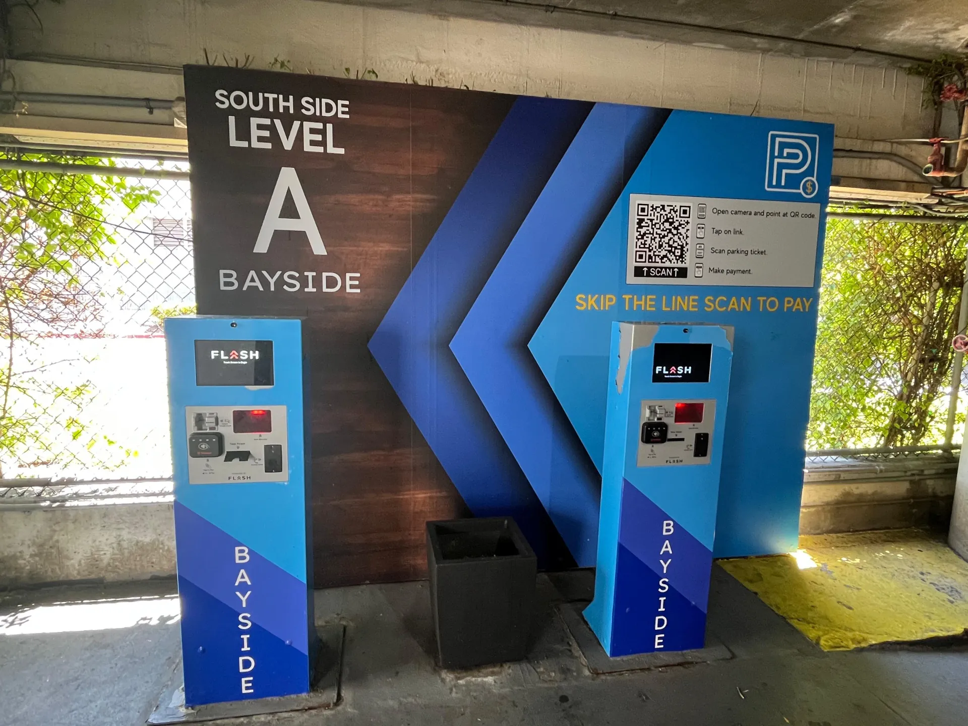 Parking payment machines inside the Bayside Marketplace garage