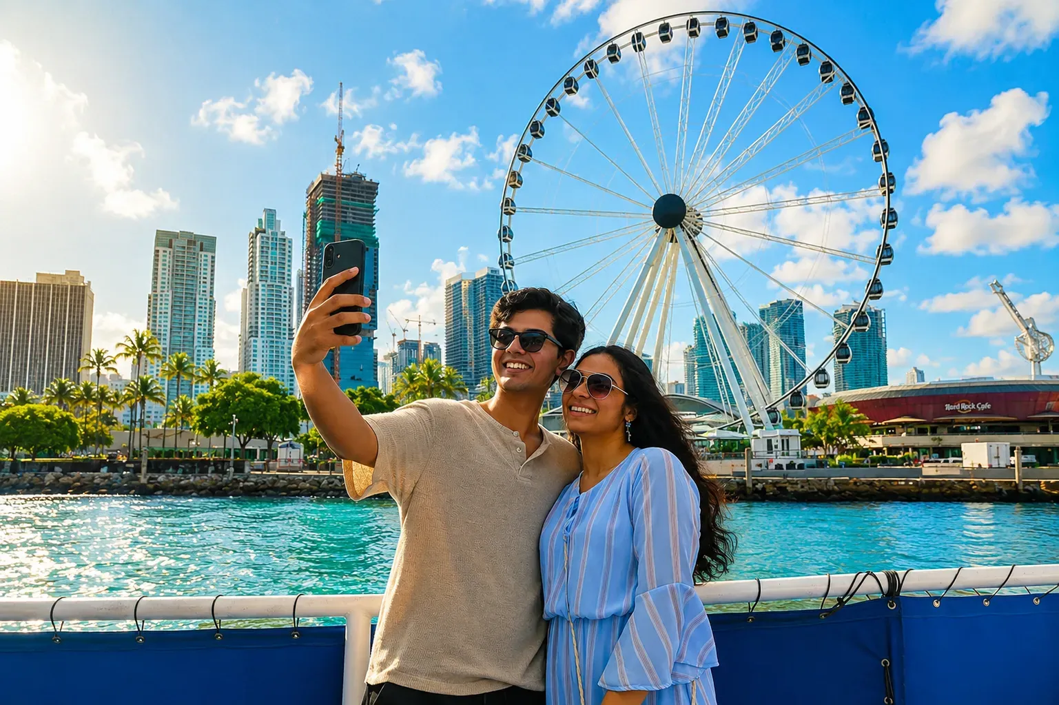 Guests enjoying Miami Skyline Cruises from Bayside in Miami.