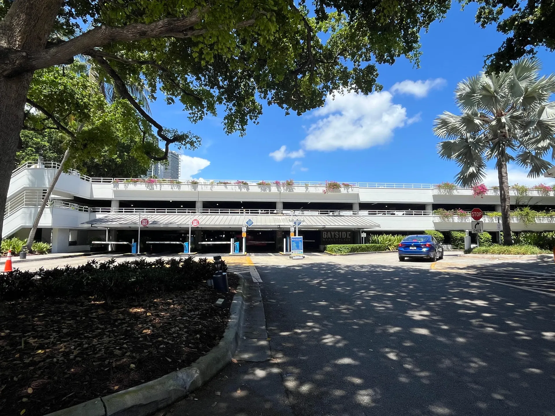Main entrance to the Bayside parking garage in Downtown Miami.