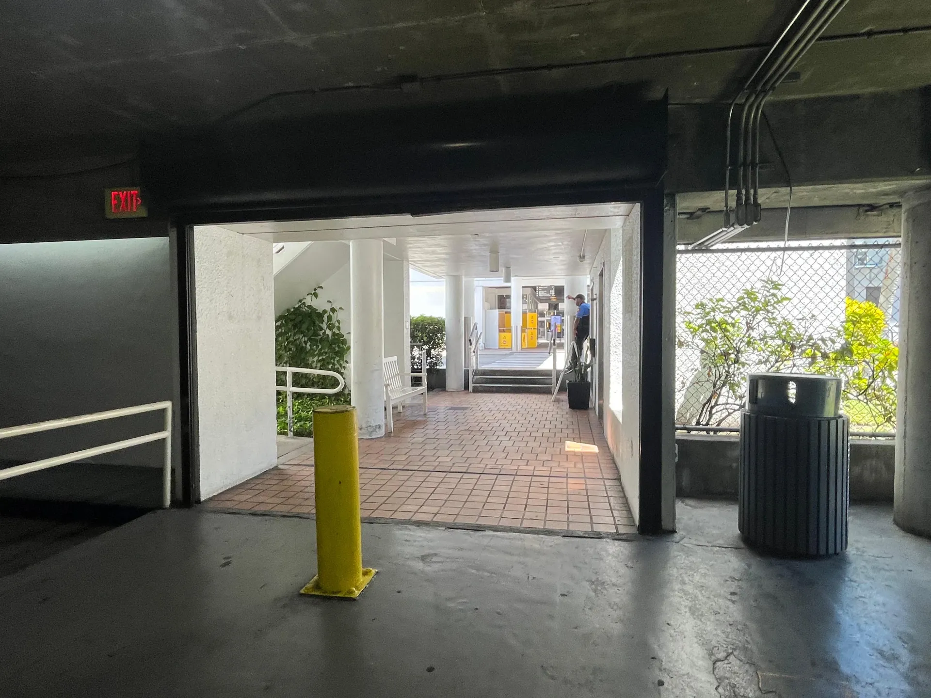 Pedestrian exit from the Bayside parking garage in Miami