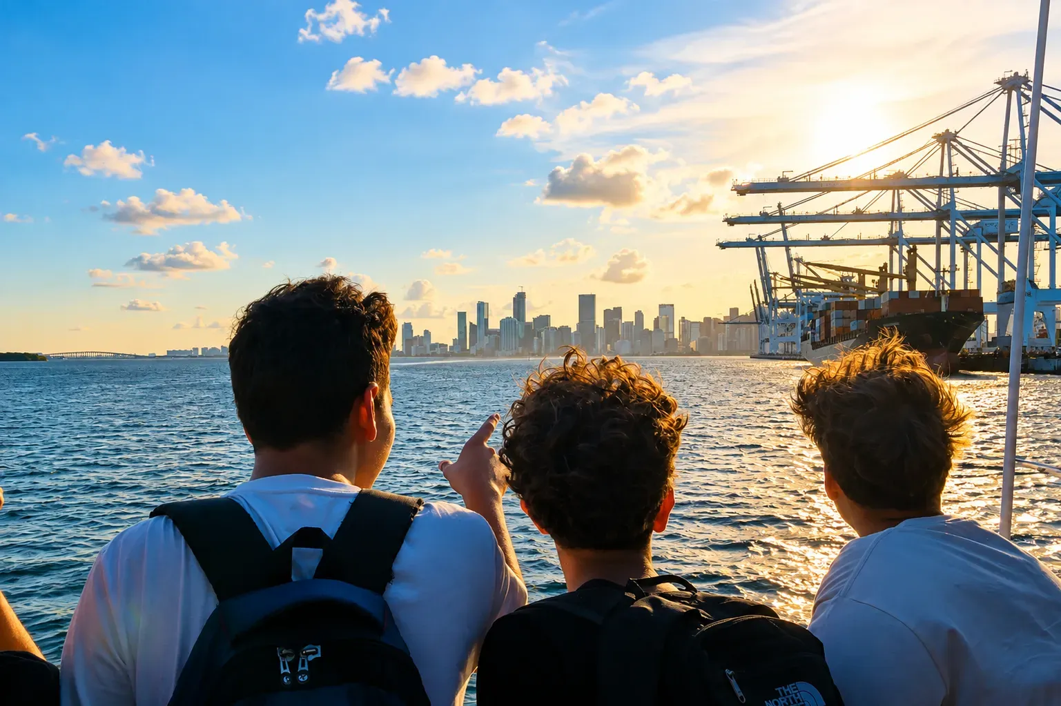Guests enjoying a discounted Miami sightseeing experience with PortMiami and skyline views.